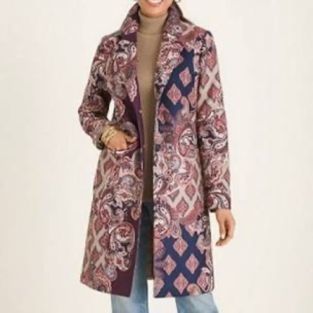 Chico’s Long Paisley Jacket SZ 3 16/18